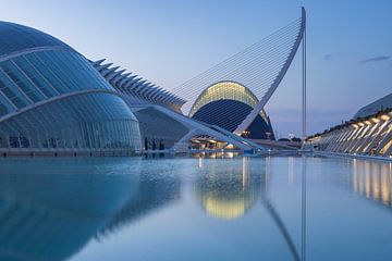 Moderne architectuur van de Stad van Kunst en Wetenschap in Valencia bij zonsopgang van gaps photography