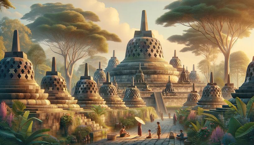 Dawn at the Borobudur by Jeroen Kleiberg