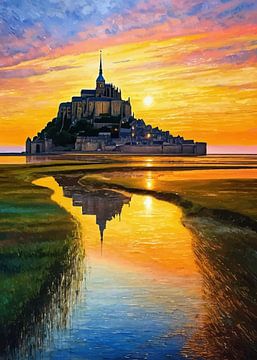 Mont Saint-Michel Sunset – Impressionist Iconic Landscape