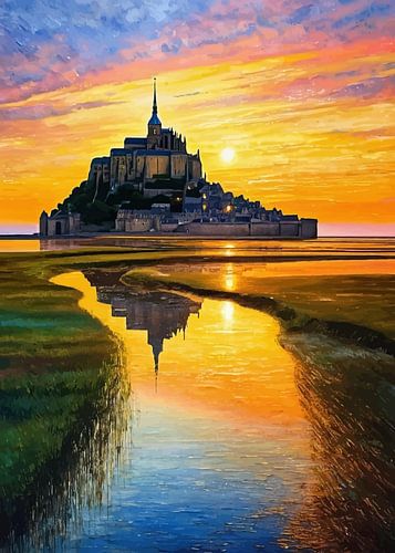 Mont Saint-Michel zonsondergang - iconisch landschap van impressionisten