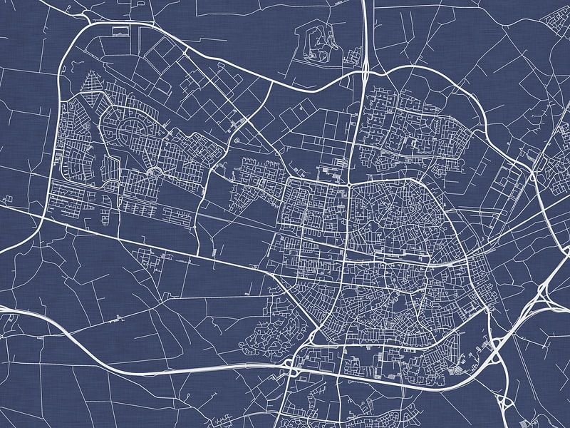 Map of Tilburg in Royal Blue by De Kaartenwinkel