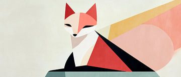 Geometrische vos in zachte kleuren van Poster Art Shop