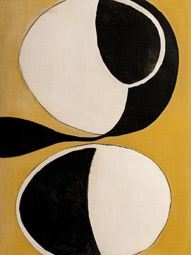 Modern abstract minimalisme in geel, zwart en beige van Studio Allee