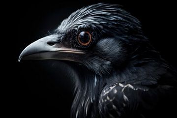 Portrait de corbeau sur fond sombre sur Digitale Schilderijen