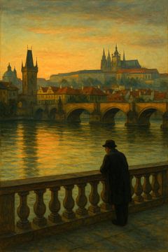 Prague Embankment: Golden Hour View of the Castle by Travel Shop