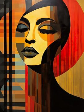 peinture abstraite moderne d'un visage de femme sur PixelPrestige