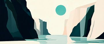 Zonsopgang boven minimalistische kliffen van Poster Art Shop