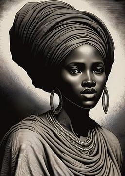 Ets Afrikaanse vrouw in grijstinten van All Africa