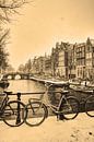 Binnenstad van Amsterdam Nederland Sepia van Hendrik-Jan Kornelis thumbnail