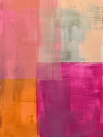 Abstract colour blocks: pink and orange – modern by Wolkenlos