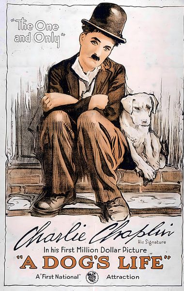 Charlie Chaplin Ein Hund's Leben Poster von Woodblocks en Posters