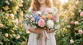 Vrouw met een boeket bloemen van Markus Gann