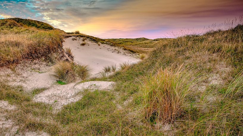 sunrise in the dune landscape by eric van der eijk