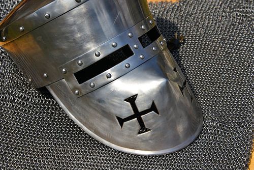 Knight helmet on chain mail
