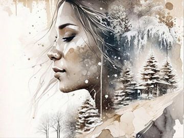 Mooie vrouw in een winterwonderland van ArtDesign by KBK