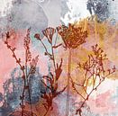 Blumen und Gräser abstrakte botanische Malerei in rosa, gelb, blau von Dina Dankers Miniaturansicht