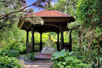 Boeddhabeeld in het Nepalese Himalaya-paviljoen Wiesent bij Regensburg van Roith Fotografie