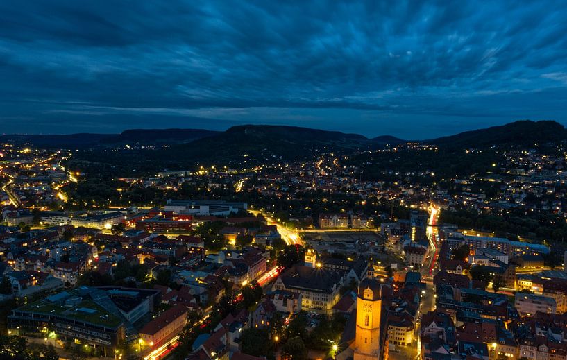 Stadtbild bei Nacht vom Intershoptower in Jena von Wolfgang Unger