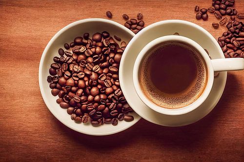 Coffee cup with coffee beans illustration background