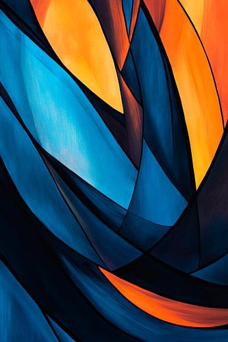 Spel van blauwe en oranje kleuren