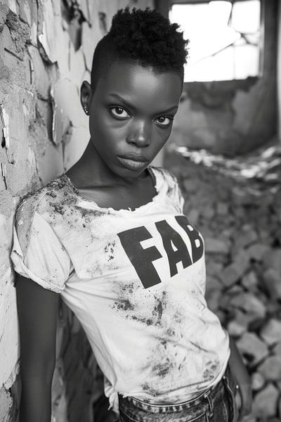 Intense en krachtige Blik: Fabulous Portret in Zwart Wit van Steinfox Art