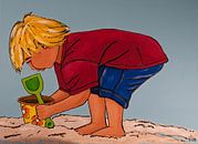 Jongen spelend op het strand von Ilia Berends Miniaturansicht