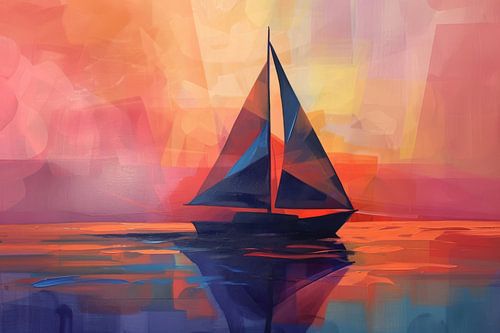 Abstrakt Geometrisches Segelboot