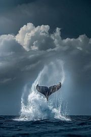 Sprong van een majestueuze walvis van Poster Art Shop