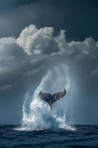 Sprong van een majestueuze walvis