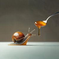 Sweet As Honey | Attraction. Surreal interaction between a dainty snail and a spoonful of honey.
