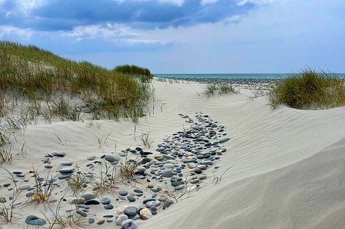 Steinpfad durch die hügelige Sandlandschaft