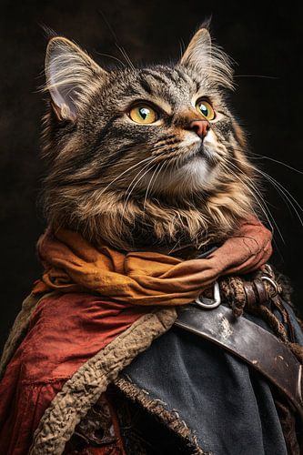 Middeleeuwse kat in portret