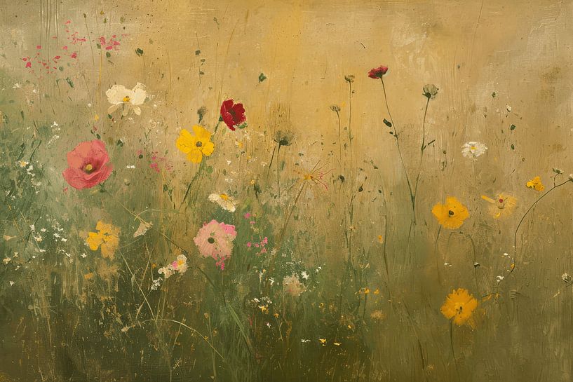 Field of flowers in pastel colours by Carla Van Iersel