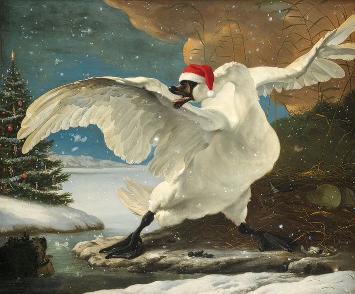 Der bedrohte Schwan in weihnachtlicher Atmosphäre von Studio BB