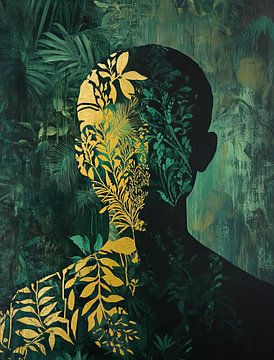 Gedetailleerd Bladwerk Portret van I ❤ Bloemen