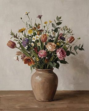 Nature morte d'un vase à fleurs classique