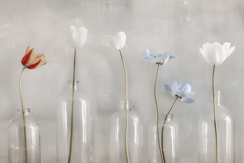 Stilleben mit Blumen im japanischen Stil von Japandi Art Studio