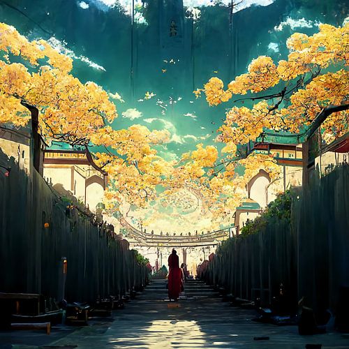 illustration d'été d'un parc japonais