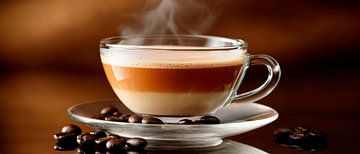 Steamkoffie in een elegant kopje van Poster Art Shop