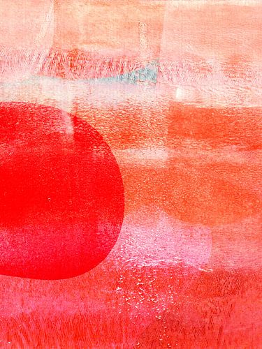 Abstracte organische vormen in rood, koraal, roze II