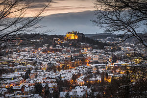 Winterliches Marburg an der Lahn am Abend