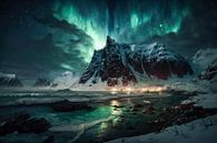 Northern lights and snow-capped mountains. by AVC Photo Studio thumbnail