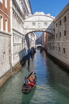 Een gondeltocht onder de Brug der Zuchten in Venetië van t.ART