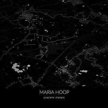Zwart-witte landkaart van Maria Hoop, Limburg. van Rezona