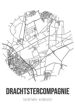 Drachtstercompagnie (Fryslan) | Carte | Noir et blanc sur Rezona