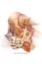 Digital print watercolour with mushrooms and text "Tiny worlds, big wonders" by Rozy art thumbnail