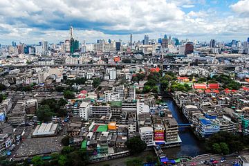 View of old town of Bangkok in Thailand with canals Klongs by Dieter Walther