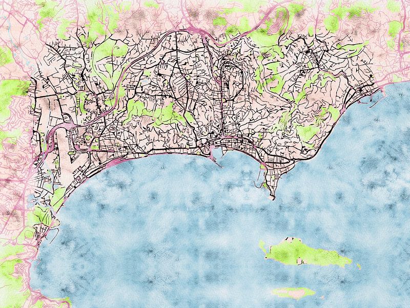 Carte de Cannes avec le style 'Soothing Spring' par Maporia