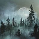 Nebelschwaden im Mondlicht - Mystischer Wald von Poster Art Shop Miniaturansicht