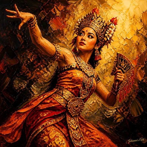 Desire in the Dance – Indonesische Träumerei von Johannas Art Creations